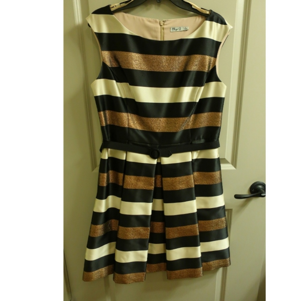 Eliza J Metallic Stripe Cocktail Dress
